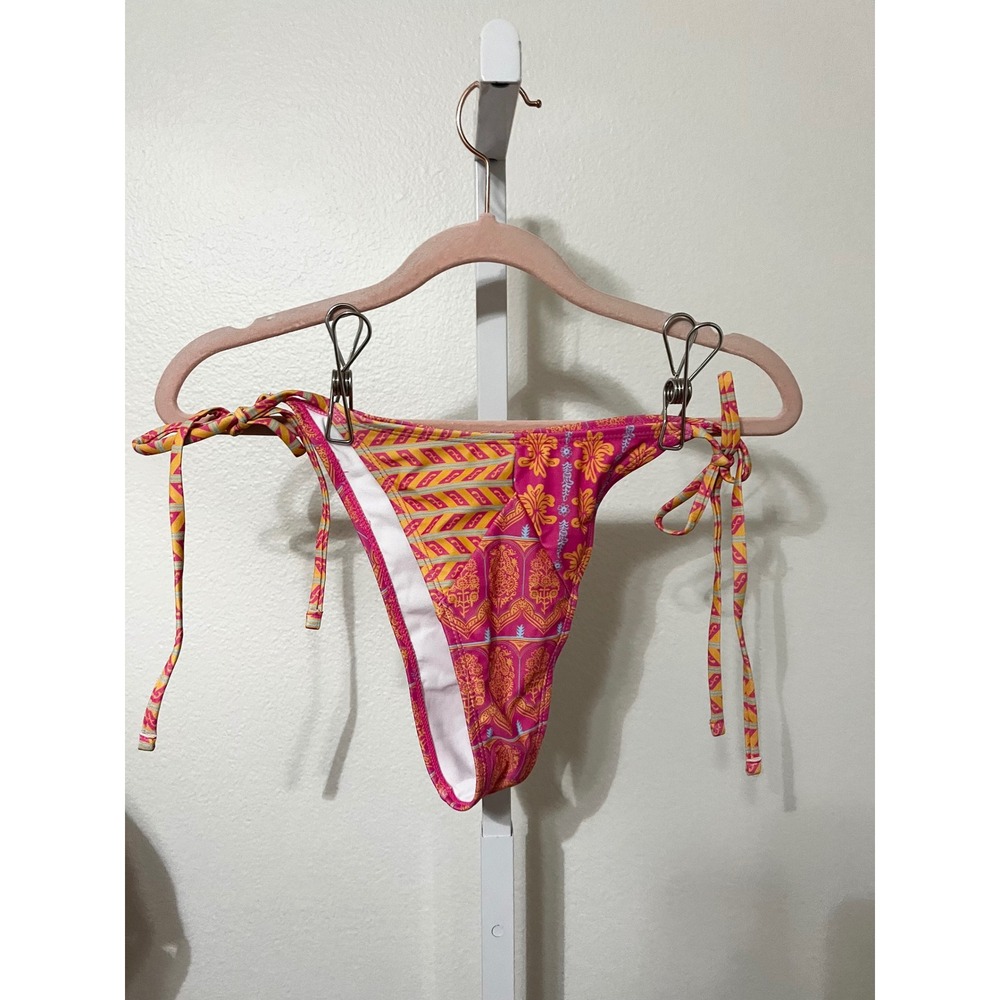 NEW Halter Bikini Set Triangle Top String Piece Boho Aztec Pink Cheeky Small - Picture 8 of 11